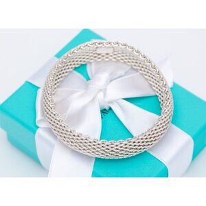 Tiffany & Co. Vintage Somerset Mesh Weave Bangle Bracelet in Sterling Silver
